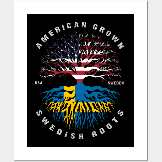 American Grown Swedish Roots Sweden Flag Wall Art by heart teeshirt